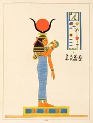 Die Göttin Hathor, Illustration aus Pantheon egyptien: Sammlung der mythologischen Figuren des Alten Ägypten von Jean-Francois Champollion, veröffentlicht 1823-25